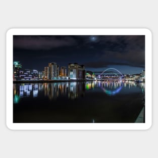 Newcastle quayside at night lit up Sticker